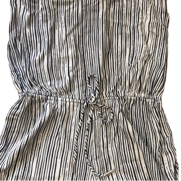 Lulu’s Ivory Navy Blue Striped Halter Fortuitous Romper - Picture 6 of 9